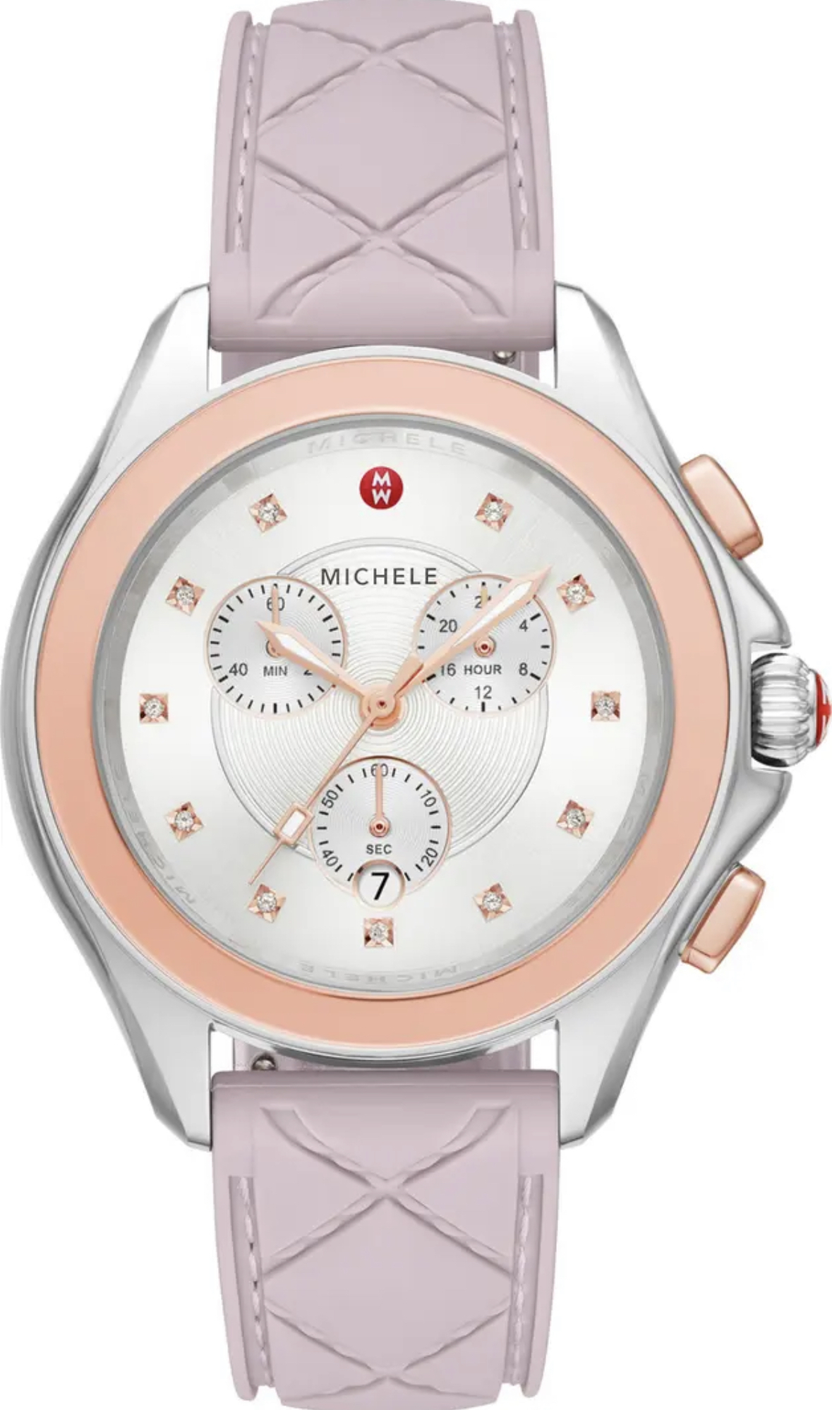 Michele pink silicone band watch