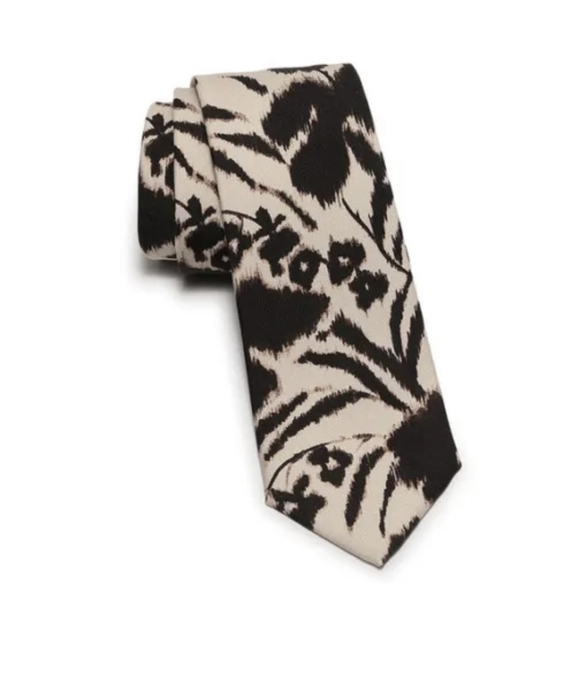NWT Ferragamo Floral Black and Taupe Tie
