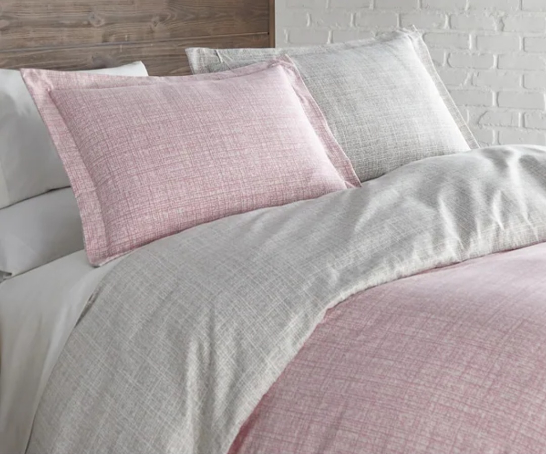 Pink and Gray Muted Mesh Reversible Duvet Cover Set (2 sets) Full/Queen