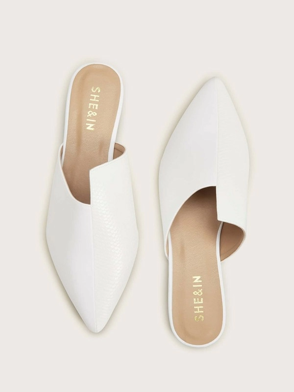 White Detailed Mules